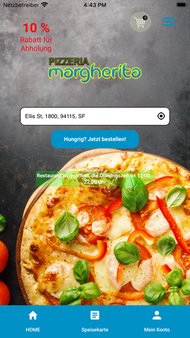 Emulate iPhone app Pizzeria Margherita Essen using MyAndroid Emulate iPhone app Pizzeria Margherita Essen using MyAndroid