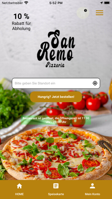Emulate iPhone app Pizzeria San Remo Köln using MyAndroid Emulate iPhone app Pizzeria San Remo Köln using MyAndroid