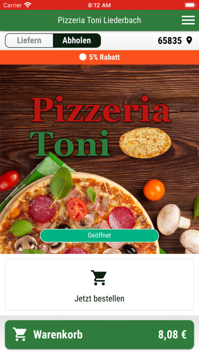 Emulate iPhone app Pizzeria Toni Liederbach using MyAndroid Emulate iPhone app Pizzeria Toni Liederbach using MyAndroid