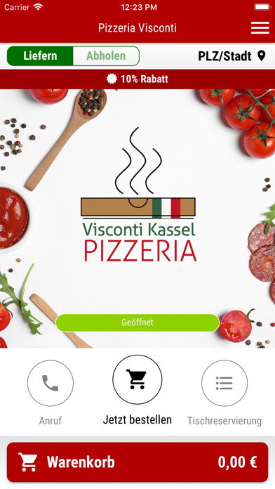 Emulate iPhone app Pizzeria Visconti Kassel using MyAndroid
