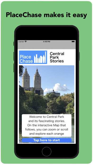 Emulate iPhone app PlaceChase NYC CentralPark using MyAndroid