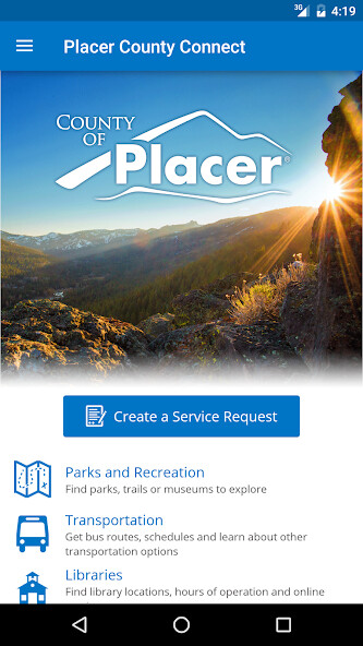 Emulate iPhone app Placer County Connect using MyAndroid
