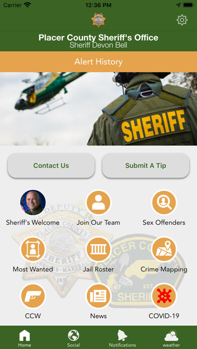 Emulate iPhone app Placer County Sheriff using MyAndroid