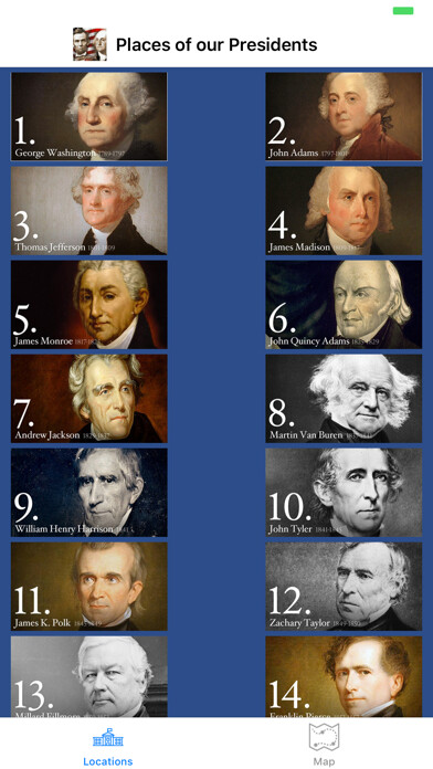 Emulate iPhone app Places of our Presidents using MyAndroid