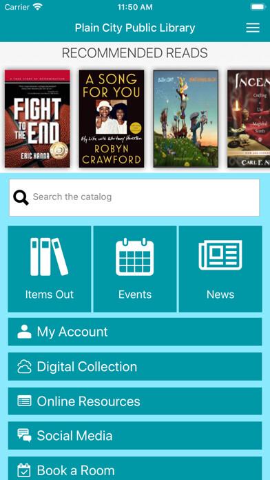 Emulate iPhone app Plain City Public Library using MyAndroid