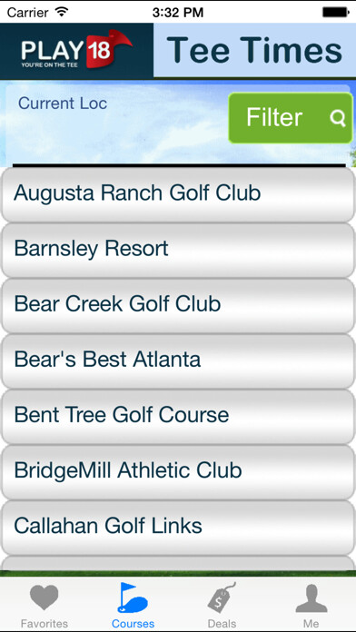 Emulate iPhone app Play18 Golf Tee Times using MyAndroid