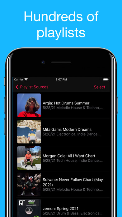 Emulate iPhone app Playlisty: The Playlist Tool using MyAndroid