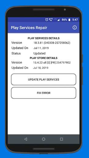 Run android online APK Play Services Repair from MyAndroid or emulate Play Services Repair using MyAndroid