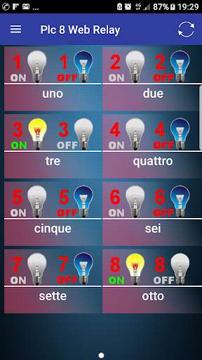 Emulate Android APK PLC 8 relay remote control net
