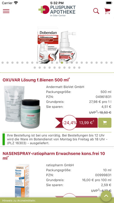 Emulate iPhone app Pluspunkt Apotheke using MyAndroid