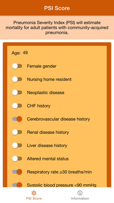 Emulate iPhone app Pneumonia Severity Index Score using MyAndroid Emulate iPhone app Pneumonia Severity Index Score using MyAndroid