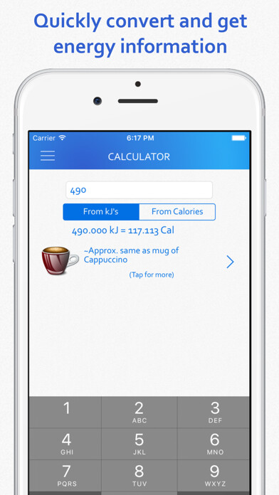 Emulate iPhone app Pocket Cal/kJ Pro using MyAndroid Emulate iPhone app Pocket Cal/kJ Pro using MyAndroid