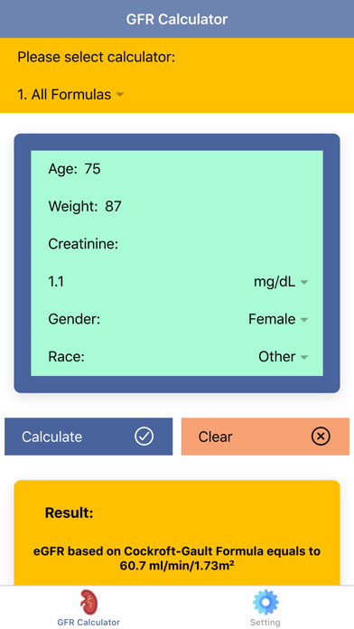 Emulate iPhone app Pocket GFR Calculator using MyAndroid Emulate iPhone app Pocket GFR Calculator using MyAndroid