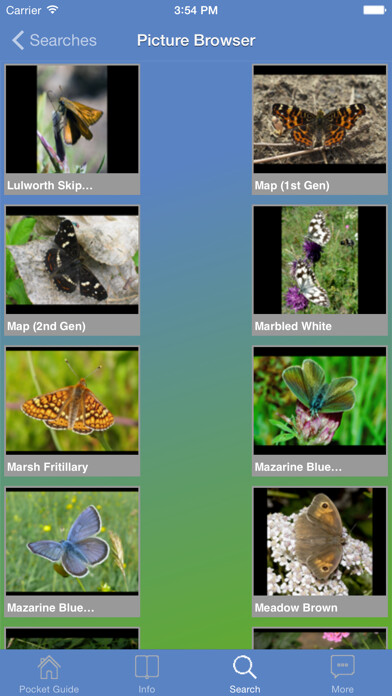 Emulate iPhone app Pocket Guide UK Butterflies using MyAndroid