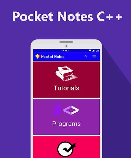 Run android online APK Pocket Notes C++ - Tutorials - Programs - Quizzes from MyAndroid or emulate Pocket Notes C++ - Tutorials - Programs - Quizzes using MyAndroid