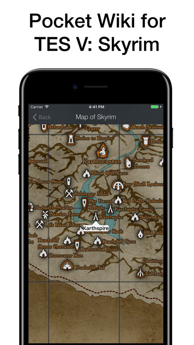 Emulate iPhone app Pocket Wiki for The Elder Scrolls V: Skyrim using MyAndroid