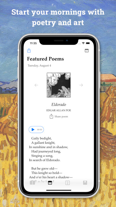 Emulate iPhone app Poesie: The Daily Poetry App using MyAndroid Emulate iPhone app Poesie: The Daily Poetry App using MyAndroid