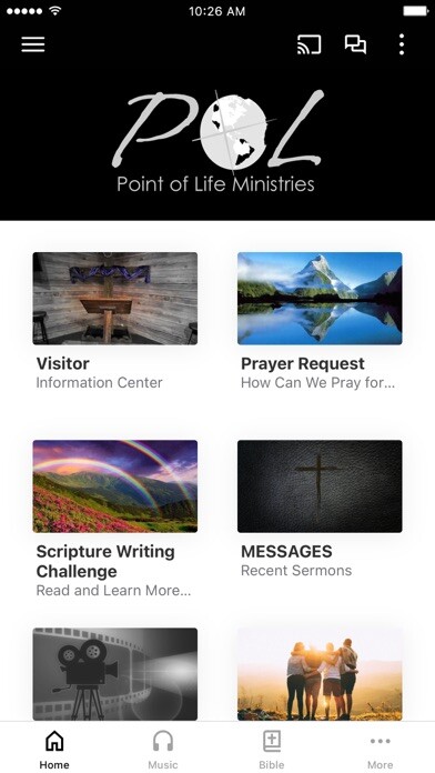 Emulate iPhone app Point of Life Ministries using MyAndroid