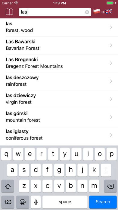 Emulate iPhone app Polish Dictionary - offline using MyAndroid