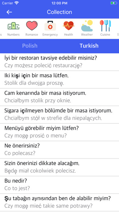 Emulate iPhone app Polish Turkish Dictionary using MyAndroid