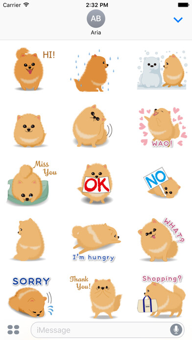 Emulate iPhone app Pomeranian Dog Pom Pom Sticker using MyAndroid