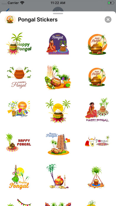 Emulate iPhone app Pongal Stickers using MyAndroid
