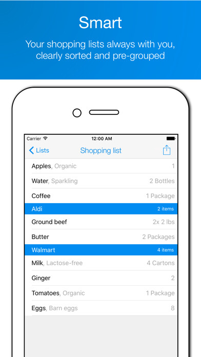Emulate iPhone app pon - Smart Shopping List using MyAndroid