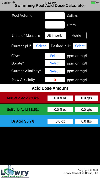 Emulate iPhone app Pool Acid Dose Calc using MyAndroid Emulate iPhone app Pool Acid Dose Calc using MyAndroid