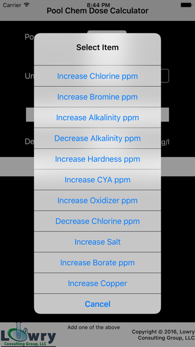 Emulate iPhone app Pool Chemical Dose Calculator using MyAndroid Emulate iPhone app Pool Chemical Dose Calculator using MyAndroid