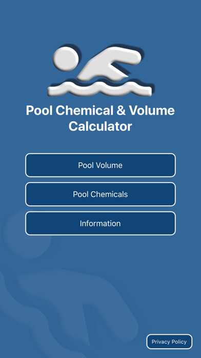 Emulate iPhone app Pool Chemical & Volume Calc using MyAndroid