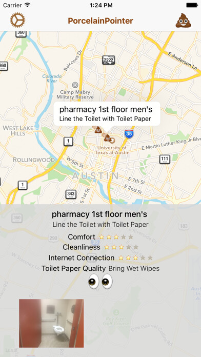 Emulate iPhone app PooReview - Find cleanest restroom nearby using MyAndroid Emulate iPhone app PooReview - Find cleanest restroom nearby using MyAndroid