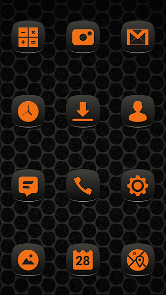 Run android online APK Pop Orange On Black Icons from MyAndroid or emulate Pop Orange On Black Icons using MyAndroid