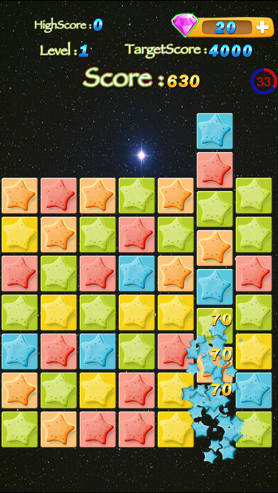 Emulate iPhone app POPStars Crush - 经典三消之群星舞动 using MyAndroid