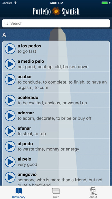 Emulate iPhone app Porteño Spanish using MyAndroid