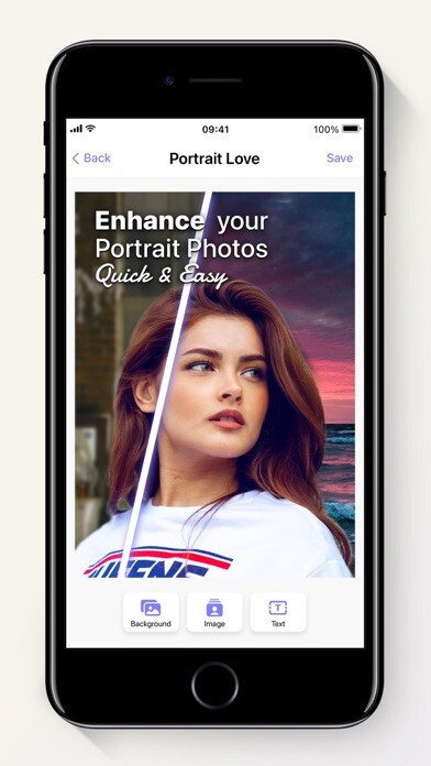 Emulate iPhone app Portrait Love - Pic Editor using MyAndroid