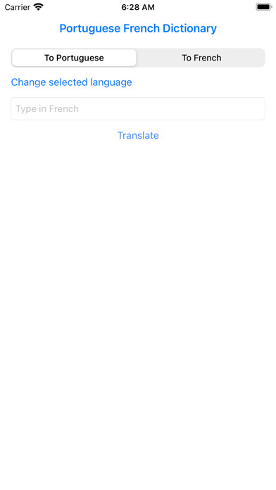Emulate iPhone app Portuguese French Dictionary using MyAndroid