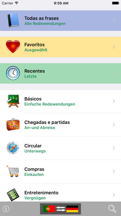 Emulate iPhone app Portuguese / German Talking Phrasebook Translator Dictionary - Multiphrasebook using MyAndroid