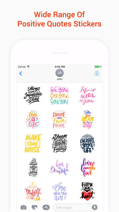 Emulate iPhone app Positive Life Stickers using MyAndroid