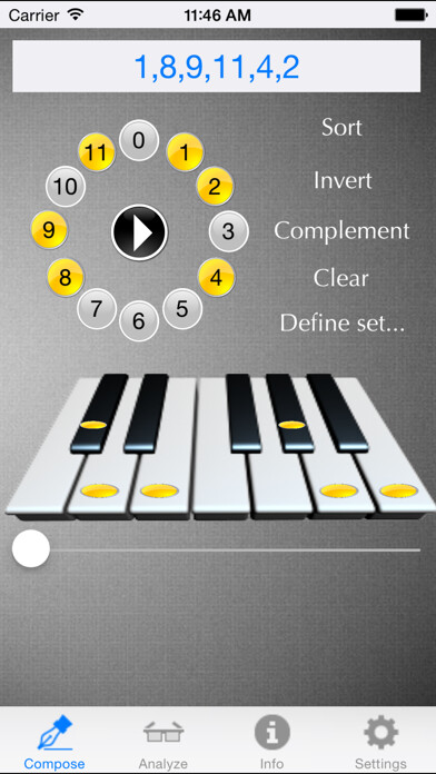 Emulate iPhone app Post-Tonal Theory Calculator using MyAndroid