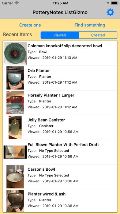 Emulate iPhone app PotteryNotes ListGizmo using MyAndroid