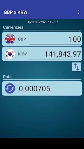 Run android online APK Pound GBP x South Korean Won from MyAndroid or emulate Pound GBP x South Korean Won using MyAndroid