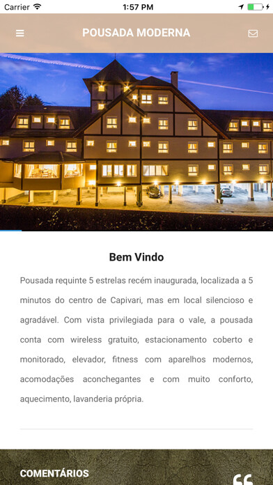 Emulate iPhone app Pousada Moderna using MyAndroid