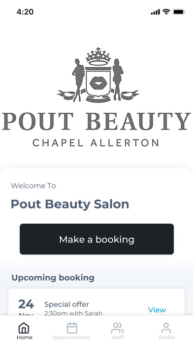 Emulate iPhone app Pout Beauty Salon using MyAndroid Emulate iPhone app Pout Beauty Salon using MyAndroid