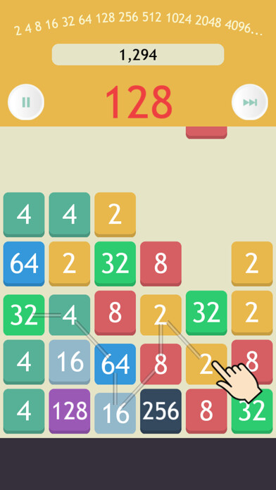 Emulate iPhone app Pow2 -Make 2048 Puzzle using MyAndroid