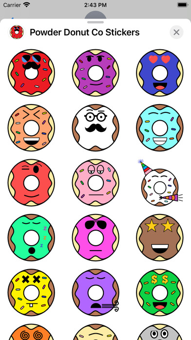 Emulate iPhone app Powder Donut Co Stickers using MyAndroid
