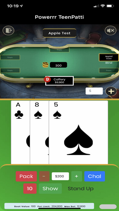 Emulate iPhone app Powerrr Teen Patti using MyAndroid