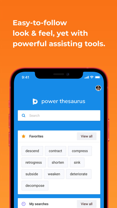 Emulate iPhone app Power Thesaurus using MyAndroid