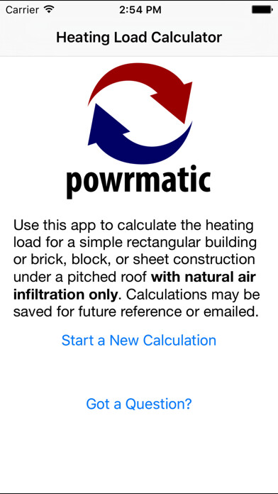 Emulate iPhone app Powrmatic Heating Load Calculator using MyAndroid Emulate iPhone app Powrmatic Heating Load Calculator using MyAndroid