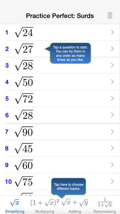 Emulate iPhone app Practice Perfect: Surds using MyAndroid Emulate iPhone app Practice Perfect: Surds using MyAndroid