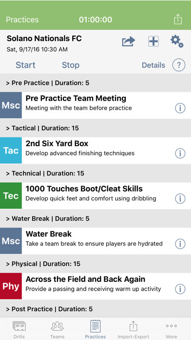 Emulate iPhone app Practice Planner - Soccer using MyAndroid